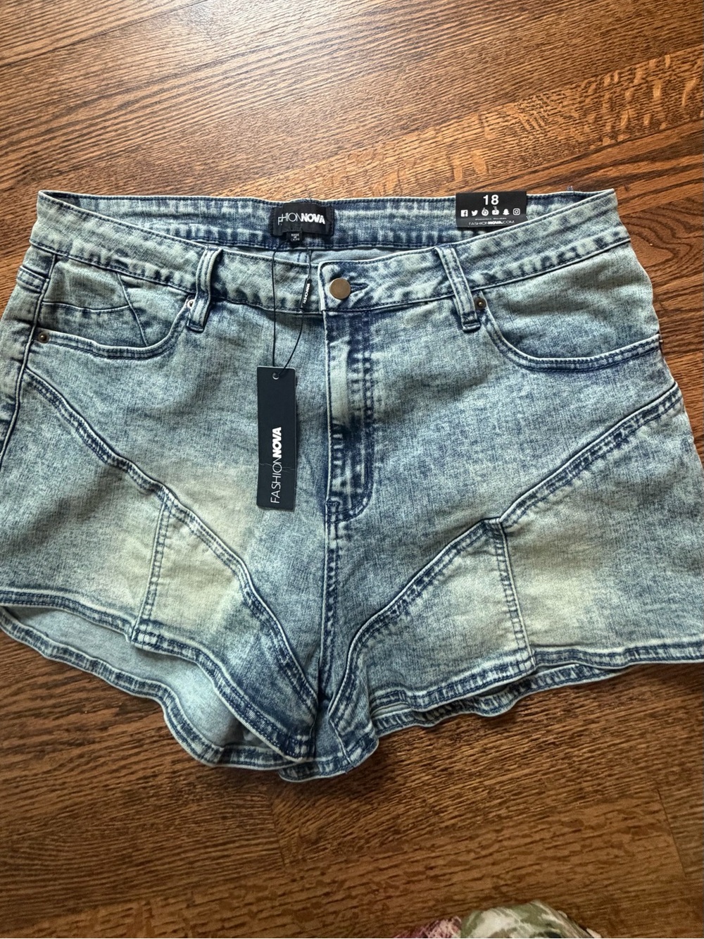Fashion Nova Light Blue Acid Wash Denim Shorts